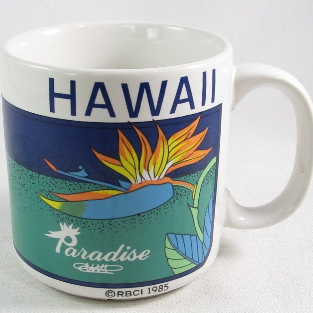 Vintage Hawaii Bird of Paradise Coffee Mug, 1985